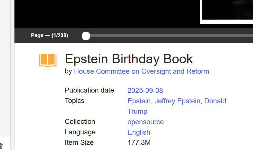 Epstein Birthday Book